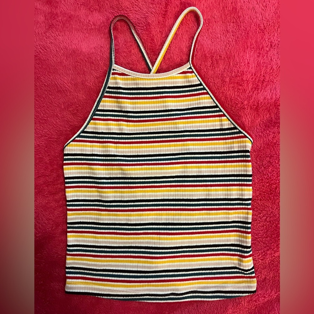 70s Vibes crop tank top stripped derby tank size small